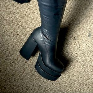 Platform calf high boots